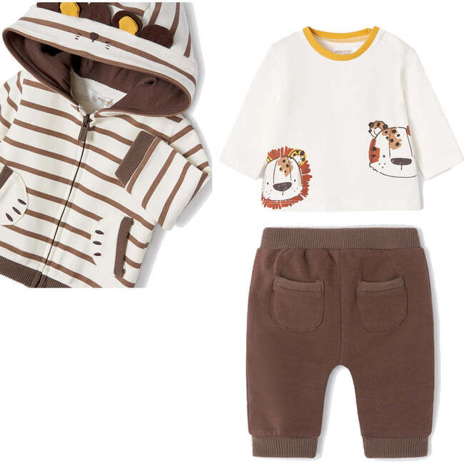 Striped Bear Graphic Tracksuit, Brown