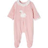 Swan Graphic Velour Babysuit, Pink - Onesies - 1 - thumbnail