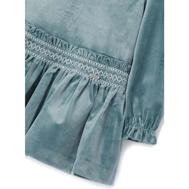 Velvet Smock Dress, Green - Dresses - 2