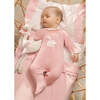 Swan Graphic Velour Babysuit, Pink - Onesies - 2