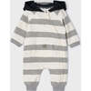 Striped Zipper Babysuit, Grey - Onesies - 3