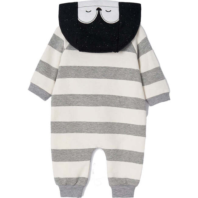 Striped Zipper Babysuit, Grey - Onesies - 4