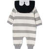 Striped Zipper Babysuit, Grey - Onesies - 4