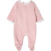 Swan Graphic Velour Babysuit, Pink - Onesies - 5 - thumbnail