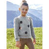 Polka Dot Knit Sweater, Silver - Sweaters - 2 - thumbnail