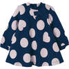 Polka Dot Knit Dress, Navy - Dresses - 1 - thumbnail