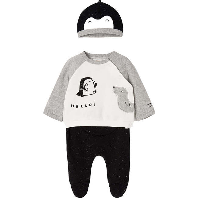 Penguin Graphic Outfit & Hat, Grey