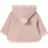 Pompon Knitted Hooded Cardigan, Pink - Cardigans - 3