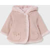 Pompon Knitted Hooded Cardigan, Pink - Cardigans - 4 - thumbnail