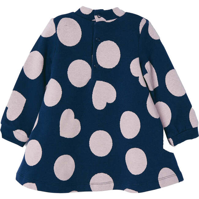 Polka Dot Knit Dress, Navy - Dresses - 4