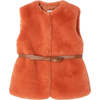 Faux Fur Vest, Orange - Vests - 1 - thumbnail