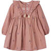 Embroidered Ruffle Dress, Mauve - Dresses - 1 - thumbnail