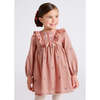 Embroidered Ruffle Dress, Mauve - Dresses - 2