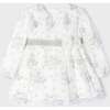 Floral Belt Tulle Dress, White - Dresses - 3