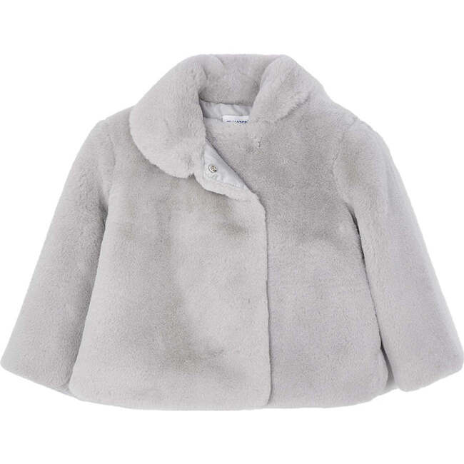 Faux Fur Coat, Silver - Coats - 1