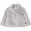 Faux Fur Coat, Silver - Coats - 1 - thumbnail