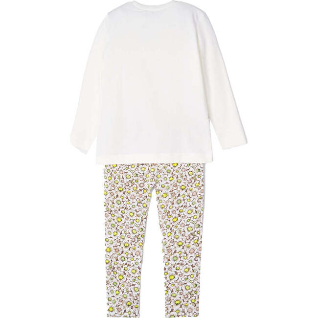 Floral Graphic Outfit, White - Mixed Apparel Set - 6
