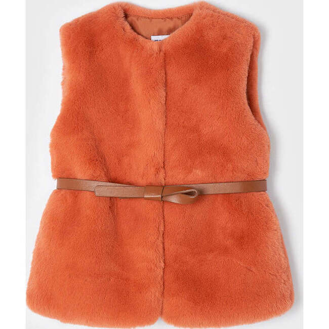 Faux Fur Vest, Orange - Vests - 4