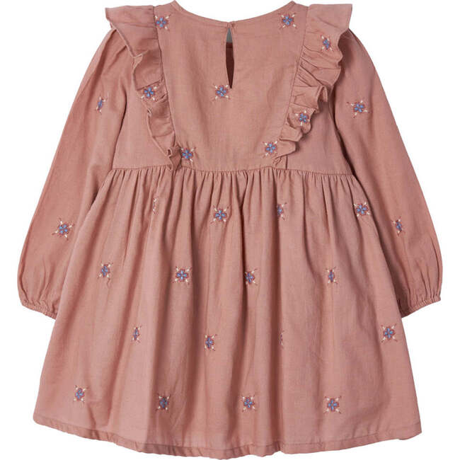 Embroidered Ruffle Dress, Mauve - Dresses - 5