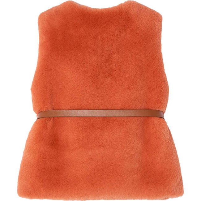 Faux Fur Vest, Orange - Vests - 5