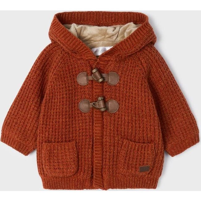 Woven Knit Hooded Cardigan, Orange - Cardigans - 4