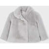 Faux Fur Coat, Silver - Coats - 4