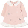 Butterfly Embroidred Fleece Dress, Pink - Dresses - 1 - thumbnail