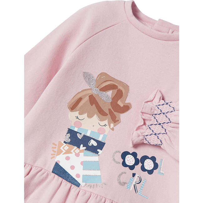 Cool Girl Graphic Fleece Dress, Pink - Dresses - 3