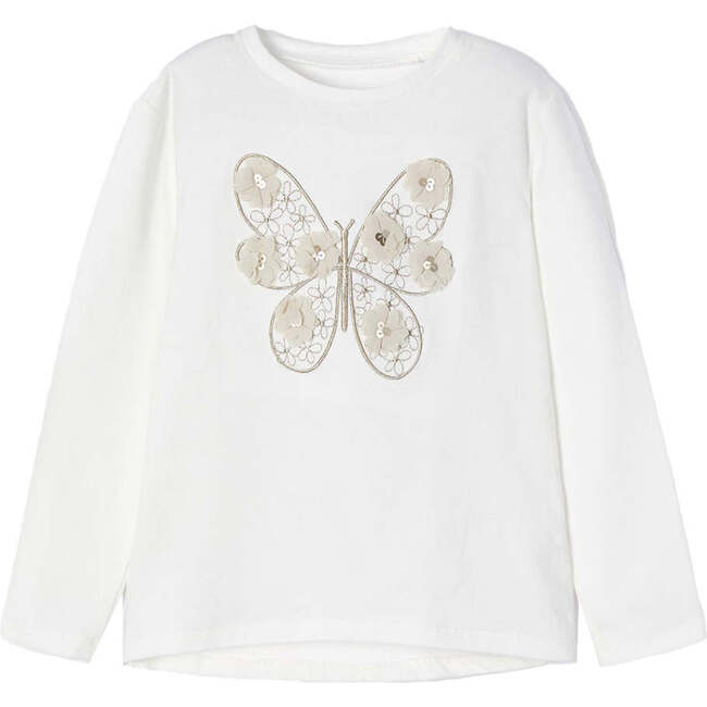 Butterfly Applique Graphic T-Shirt, White - T-Shirts - 1