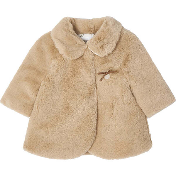 Caramel Faux Fur Coat, Beige - Mayoral Outerwear | Maisonette