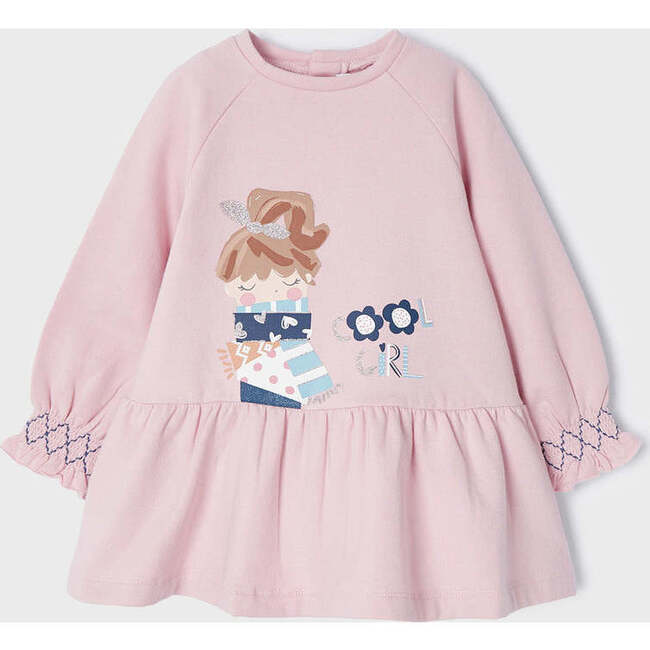 Cool Girl Graphic Fleece Dress, Pink - Dresses - 4
