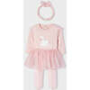 Swan Graphic Tutu Outfit & Headband, Pink - Mixed Apparel Set - 6 - thumbnail