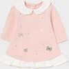 Butterfly Embroidred Fleece Dress, Pink - Dresses - 3