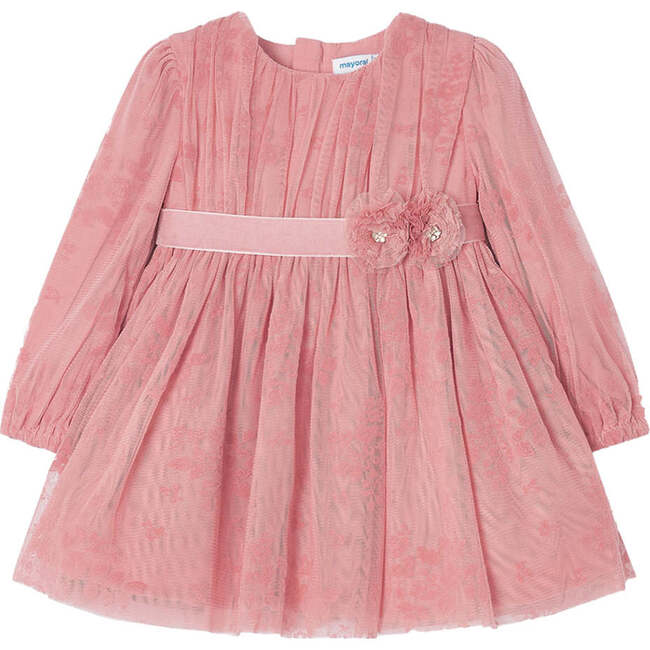 Blush Floral Pleated Dress, Pink
