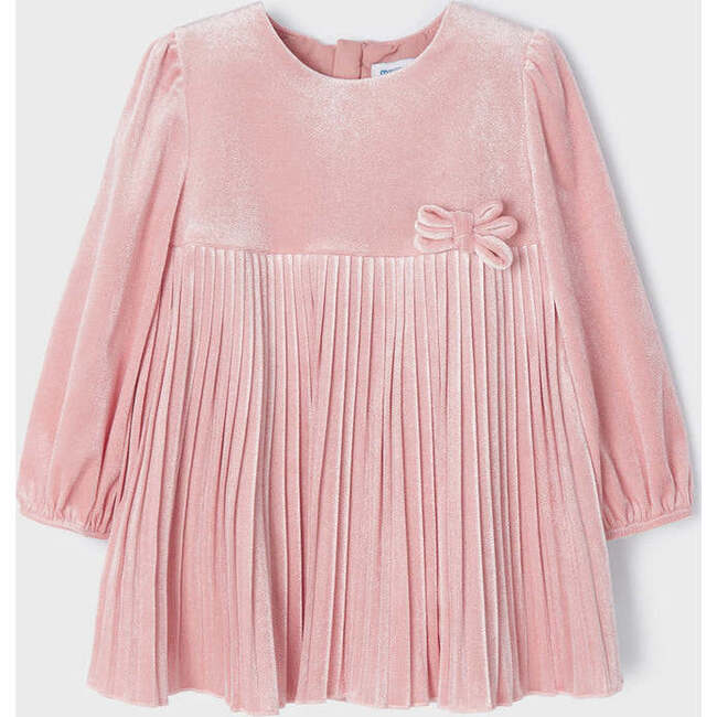 Blush Velvet Bow Dress, Pink - Dresses - 3