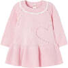 Heart Knit Dress, Pink - Dresses - 1 - thumbnail