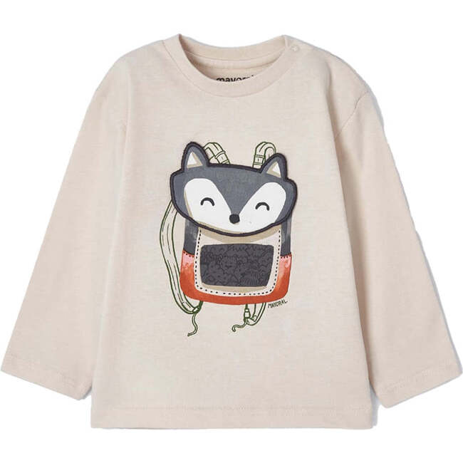 Fox Backpack Graphic T-Shirt, Beige
