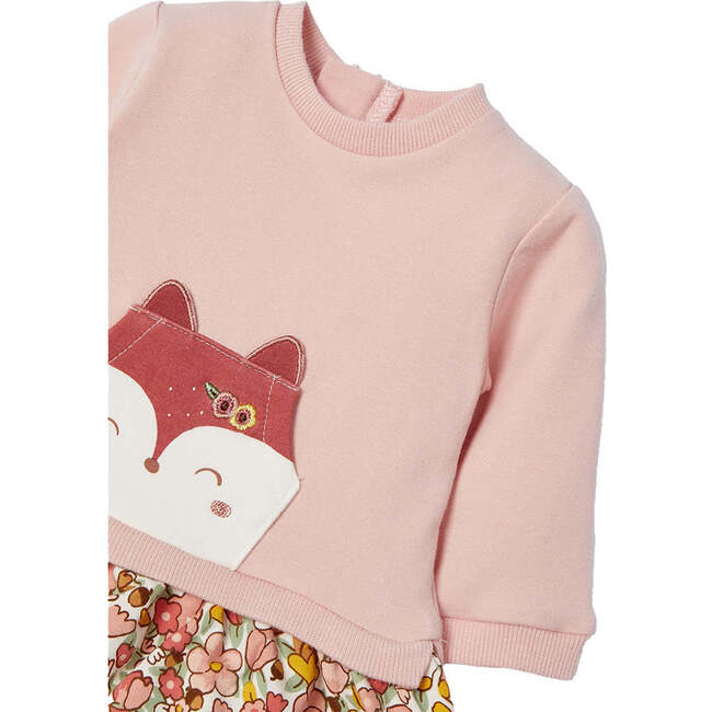 Fox Floral Graphic Fleece Dress, Pink - Dresses - 2