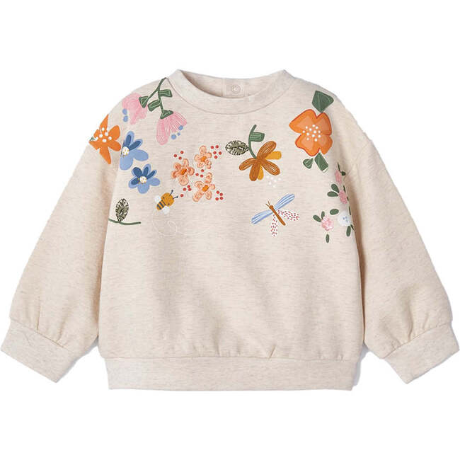 Floral Print Sweater, Beige