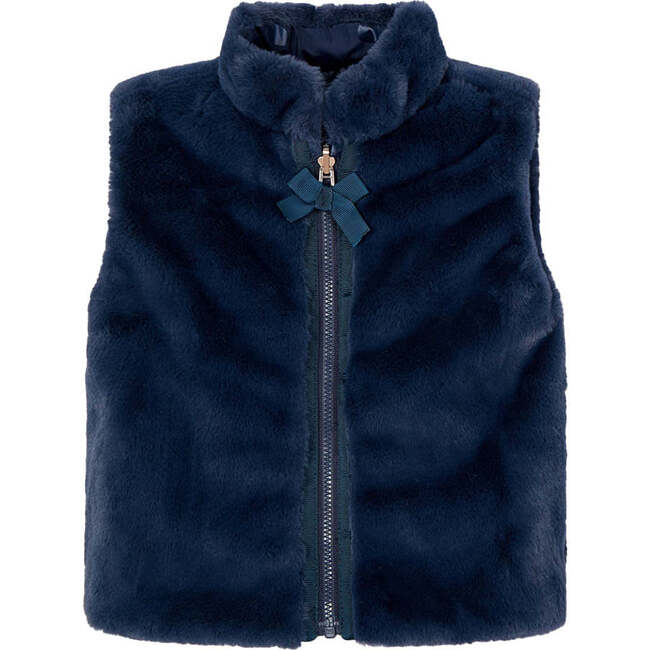 Heart Print Reversible Vest, Navy