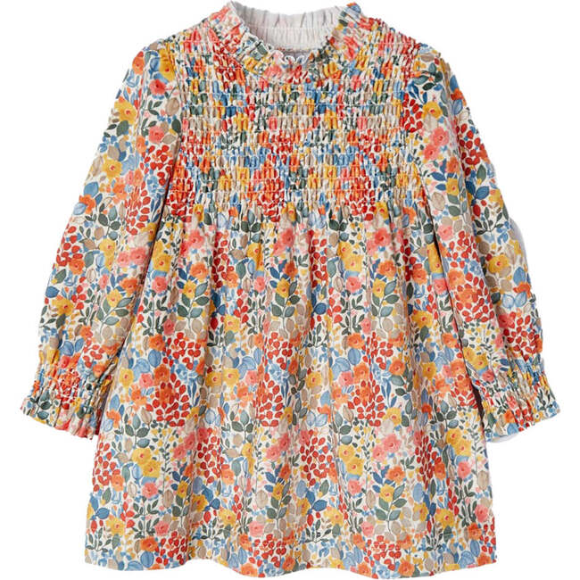 Floral Print Ruffle Dress, Orange