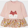 Fox Floral Graphic Fleece Dress, Pink - Dresses - 3 - thumbnail