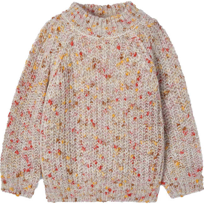 Allover Print Fleece Sweater, Beige - Sweaters - 1