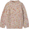 Allover Print Fleece Sweater, Beige - Sweaters - 1 - thumbnail