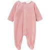 Heart Butterfly Velour Babysuit, Pink - Onesies - 5