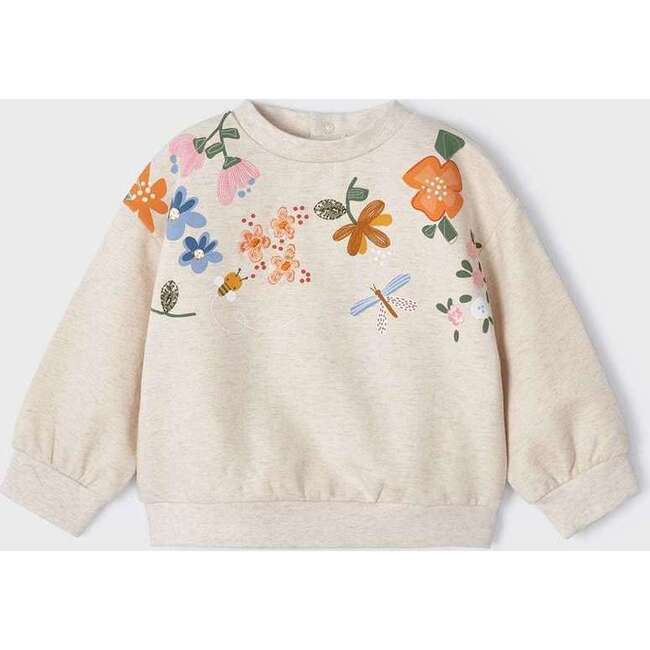 Floral Print Sweater, Beige - Sweaters - 5