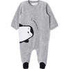 2pc Velour Penguin Graphic Babysuit Set, Grey - Onesies - 1 - thumbnail