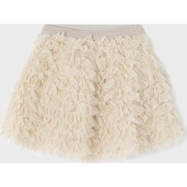 Champagne Tulle Ruffle Skirt, Beige - Skirts - 4