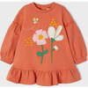 Flower Graphic Fleece Dress, Orange - Dresses - 3