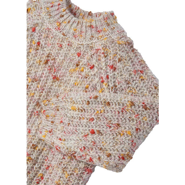 Allover Print Fleece Sweater, Beige - Sweaters - 3